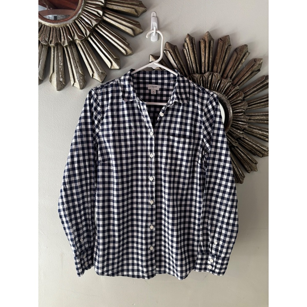 J.Crew Gingham Button Down Classic Preppy Cotton … - image 1